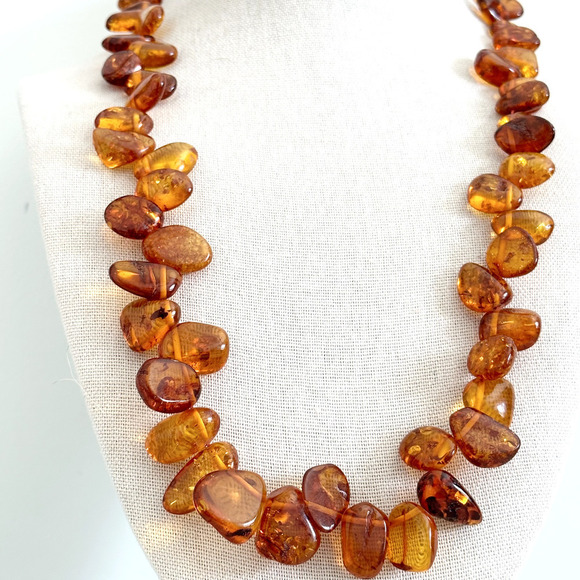 Vintage Natural Baltic Amber Gemstone Graduated Long Beaded Necklace 24" - Picture 1 of 13